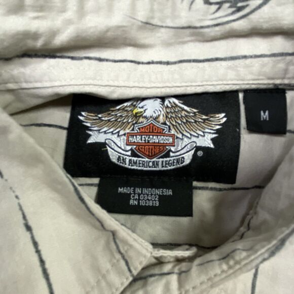 Harley Davidson 2006 Men Sz M Button Down Short Sleeved Stripe Shirt Embroidered - Picture 6 of 10